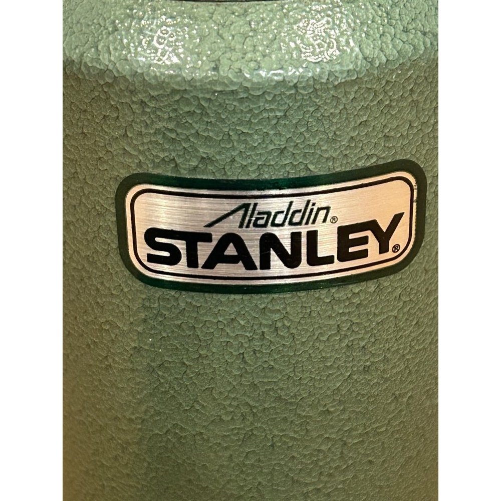 Vtg Aladdin Stanley Green Steel Thermos 1 Quart A-944DH Insulated Made in USA - Picture 7 of 12